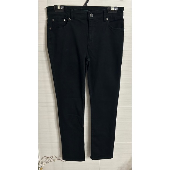 Lauren Ralph Lauren Black Straight Leg Denim Pants Comfort Stretch Classic - Picture 1 of 11
